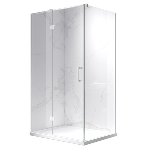 Cabina de dus dreptunghiulara din sticla securizata cu rame albe KZ02D 120 x 80 cm