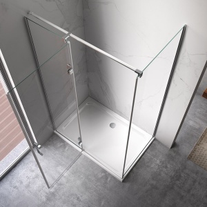 Cabina de dus Dreptunghiulara KZ02A, Design Modern 90x80cm, Culoare Crom - Img 5