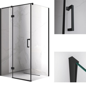Cabina de dus Dreptunghiulara KZ03D, Design Modern 120x100cm, Culoare Negru - Img 5