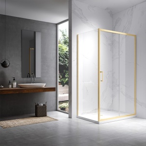 Cabina de dus dreptunghiulara KZ103, Dimensiune 90x80cm, Culoare Auriu Periat - Img 5