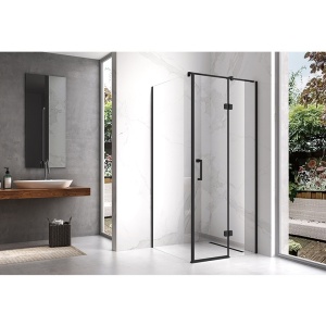 Cabina de dus KZ01D Patrata, Dimensiune 100x100cm, Design Modern, Culoare Negru - Img 2