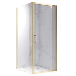 Cabina de dus KZ04B, Patrata , Design Modern, Dimensiune 80x80cm, Culoare Auriu Periat - Img 2