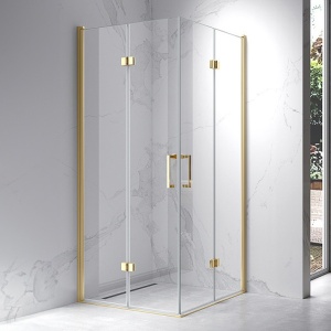 Cabina de dus KZ08C Patrata 90x90cm, Design Modern Auriu + Cada de dus Riko Negru - Img 2