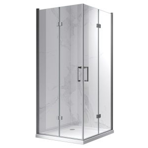 Cabina de dus KZ08C Patrata, Dimesniune 90x90cm, Usi Pliabile, Culoare Otel Periat - Img 2