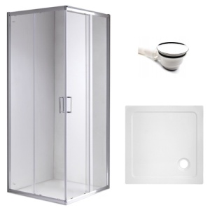 Cabina de dus patrata cu cadita inclusa KZ93A/ST02A CROM/ALB 80x80
