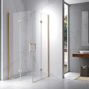 Cabina de dus patrata KZ08C, Dimensiune 90x90 cm, Culoare Auriu