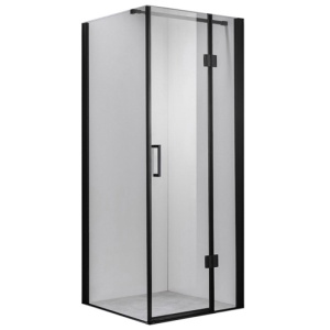Cabina de dus Patrata KZ1390A, Dimensiune 80x80cm, Culoare Negru+Cadita de dus neagra - Img 5