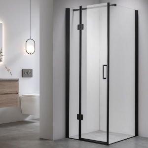 Cabina de dus Patrata KZ1390B, Dimensiune 90x90cm, Culoare Negru - Img 5