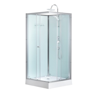 Cabina de dus patrata WSH308 ,cu cadita de dus 90x90 cm , Culoare Crom