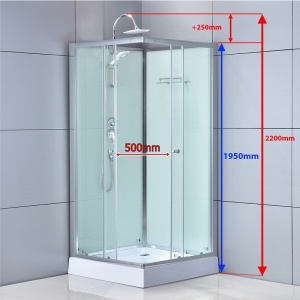 Cabina de dus patrata WSH308 ,cu cadita de dus 90x90 cm , Culoare Crom - Img 5