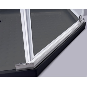 Cabina de dus pentagonala cu rame cromate si cadita de dus neagra KZ91B/ST07B 90 x 90cm - Img 5