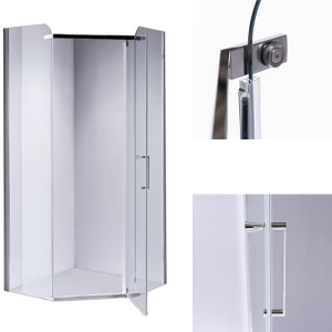 Cabina de dus Pentagonala KZ91B, Dimensiune 90x90cm, Culoare Crom - Img 4