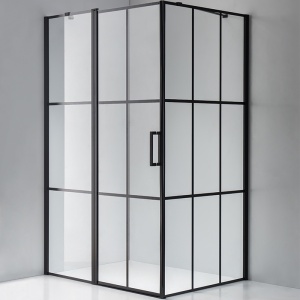 Cabina de dus rectangulara din sticla securizata si rame negre BS02A 100x80 cm - Img 3
