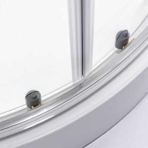 Cabina de dus semicirculara din sticla securizata cu rame cromate cu cadita dus neagra antialunecare KZ94C/SXL01C 100 x 100 cm - Img 4