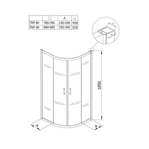 Cabina de dus semirotunda 90x90 cu usi glisante Kolpasan Eco Quat, negru - Img 2