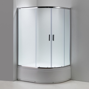 Cabina de dus semirotunda montaj dreapta din sticla securizata mata si rame cromate Maja 115 x 85 mm - Img 4