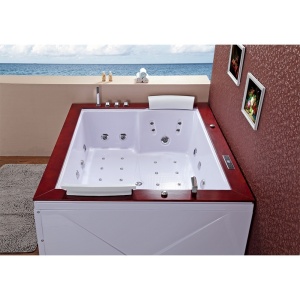 Cada de baie DIABLO 666 Cu Hidromasaj 180x150cm, Culoare Alb/Rosu - Img 5