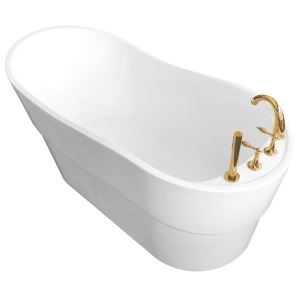 Cada de baie freestanding cu baterie aurie 170X80X72cm - Img 5