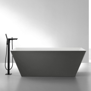 Cada De Baie Freestanding, Design Modern 170x75x60cm, Strat Abraziv , Culoare Gri /Alb - Img 2