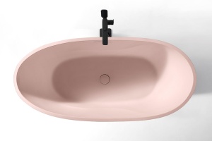 Cada de Baie Freestanding, Design Modern 170x80x71cm, Strat Abraziv, Culoare Roz Mat - Img 2