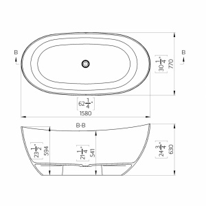 Cada de baie freestanding din compozit Marmite Colmar 158x77 cm - Img 4