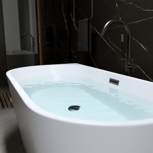Cada de baie LENA 527B, Dimensiune 150x75cm , Culoare Alb, Deversor Negru - Img 4