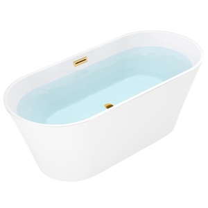 Cada de baie Lisbona 502B 160x75cm, Culoare Alb , Deversor Auriu