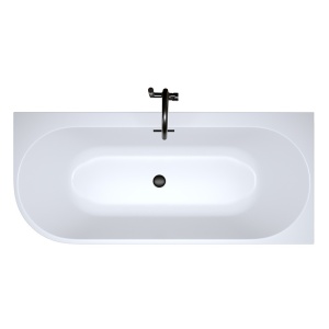 Cada de baie MERA 509B/Dreapta, Dimensiune 150x75cm, Culoare Alb, Deversor Negru - Img 2