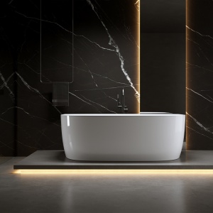 Cada de baie NORA 526C, Dimensiune 160x85cm, Culoare Alb, Deversor Negru - Img 7