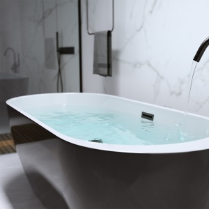 Cada de baie Porto 503B 170x75cm, Culoare Negru, Deversor Negru - Img 2