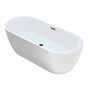 Cada de baie PORTO 503B, Dimensiune 170x75cm, Culoare Alb, Deversor Auriu - Img 6