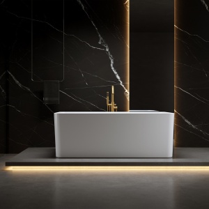 Cada de baie SOFIA 515B, Dimensiune 150x75cm, Culoare Alb, Deversor Auriu Periat - Img 2