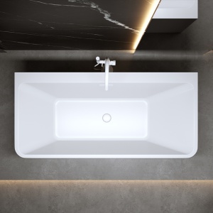 Cada de baie SOFIA 515D, Dimensiune 170x75cm, Culoare Alb, Deversor Alb Lucios - Img 3