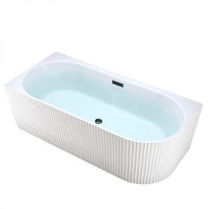 Cada de baie suport RIO 504D, Dimensiune 170x75cm/Stanga, Culoare Alb, Deversor Negru - Img 1