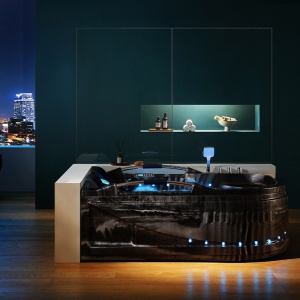 Cada de baie VENEZIA 761 Cu Hidromasaj 180x120cm, Culoare Black Wave/Stanga - Img 3