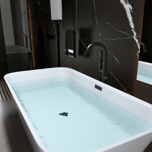 Cada de baie Viana 511A 150x75cm, Culoare Alb, Deversor Negru - Img 3
