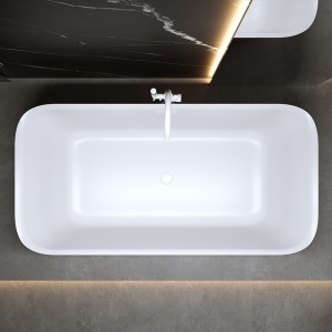 Cada de baie Viana 511C 170x80cm, Culoare Alb, Deversor Alb Lucios - Img 3