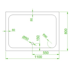 Cadita de dus inalta SXL03D ALB 110x80 CM - Img 10