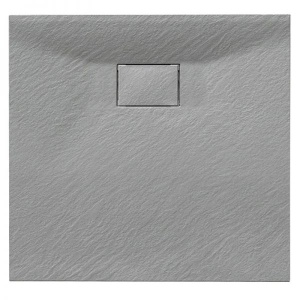 Cadita de dus JUKO Slim Patrata 80x80cm, Structura de piatra, Culoare Gri