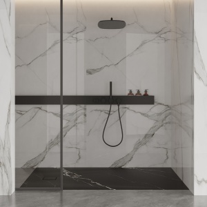 Cadita de dus Riko SLIM, Dimensiune 100x80cm, Marmura Neagra - Img 7