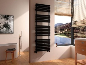 Calorifer Portprosop 150x50cm, Flat Black, Design Modern, Culoare Negru - Img 1