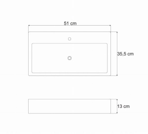 Chiuveta de blat PRO METRO, Dimensiuni 40,50,60 cm, Forma Dreptunghiulara, Ceramica sanitara, Fara gaura baterie, Alb - Img 2