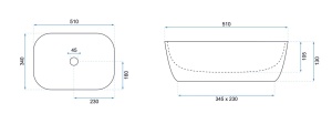Chiuveta de blat REA Claudia 9447, 51x34 X 13 Cm, Montaj Pe Blat, Design Deosebit, Ceramica Sanitara, Alb - Img 2