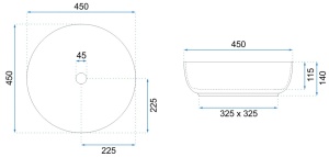 Chiuveta De Blat REA ELMA, 45 x 45 x 14 Cm, Montaj Pe Blat, Design Deosebit, Forma Rotunda, Ceramica Sanitara, Alb - Img 2