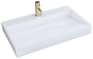 Chiuveta de blat REA Goya 70, 70x45.5 x 14 cm, Montaj Pe Blat, Design Deosebit, Placa De Conglomerat, Alb