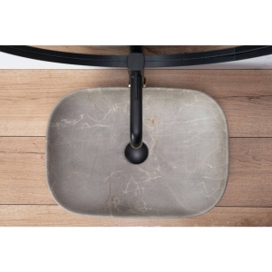 Chiuveta de blat REA LIVIA STONE, Dimensiuni 46.5 cm x 33 x 13.5 cm, Ceramica Sanitara,Imitatie marmura, Bej - Img 4