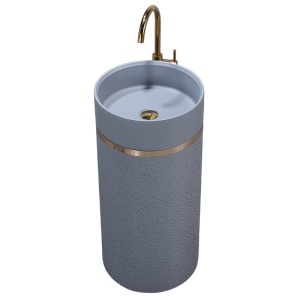 Chiuveta rotunda independenta tip piedestal din ceramica Scot gri H86 x Ø40 cm