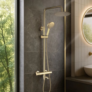Coloana de dus cu termostat Lungo Diamond Gold - Img 4