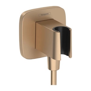 Cot conector dus Hansgrohe Fixfit Q cu suport para bronz periat