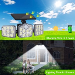Lampa Solara de Exterior SeveShop 600lm, 3 Moduri de Iluminare, Senzor de Miscare, IP65, Rezistenta la Apa, Acumulator Li-Polymer 2400mAh, Iluminare pentru Curte, Gradina si Terasa, Autonomie 10h, Design Compact, Alb - Img 3